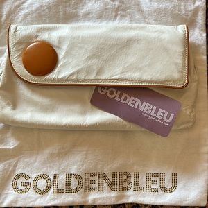 Italian patent leather Classic white envelope clutch purse with suede lining